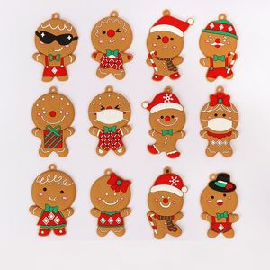 12pcs Gingerbread Man Christmas Tree Ornamentos pendurados Pingente Xmas Cute Funny Kid Gift Navidad Home Ano Novo Decoração