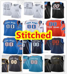 Genähtes Basketballtrikot Shai Gilgeous-Alexander 2 Aleksej Pokusevski 17 Luguentz Dort 5 Josh Giddey 3 Derrick Favours 15 Darius Bazley 7 M