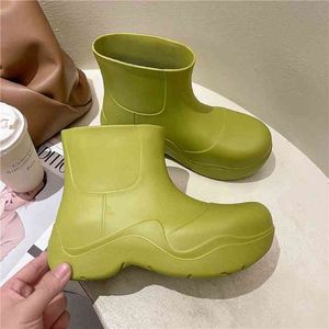 Boot Pulomies Women Shoes Martin Rain Boots Ladies Non Slip Short Tube Fashion Outdoor Wear Eva Warm Waterproof Ankle 1203