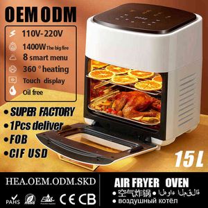 Fritadeiras elétricas multifunts sem óleo Frita de fritadeira de ar livre de petróleo Fryer 15L FRIES FRENTES 1400W TORRADORES ATRESSORES AIRFRYER T220819