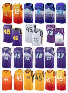 2021 Nuova maglia da basket Donovan 45 Mitchell Rudy 27 Gobert Mens John 12 Stockton Mesh Retro Karl 32 Malone Youth Kids 0