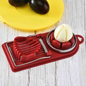 Ferramentas de corte de ovos de cozinha 2in1 pp ovos de a￧o inoxid￡vel Slicer Slicer Multifuncional Slicing Divider Fruit Fancy Smitting Cutter ZL1313
