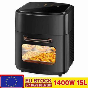 15L 1400W Electric Air Fryer Toaster Toasma Rotisserie Desidratador LED Crega de frango LED Máquina