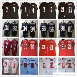 2022 NCAA Vintage Football 21 Deion Sanders Jersey 32 Jamal Anderson 34 Ray Buchanan 7 Michael Vick 4 Brett Favre 10 Steve Bartkowski Home M