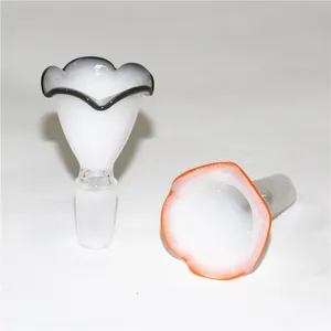 Färg Hosah Glass Bowl -tratt Slippa rökrör Tillbehör med handtag Cirkeltorta örter 14 mm hanskålar för bong vatten vattenpipa verktyg oljeriggar