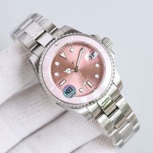 SW Women's Watch Diver Pink Dial 35mm Sapphire Crystal Glass 904L Watertproof förstoringsglas Kalender Original Safety Buckle Super Luminous Automatic Machine