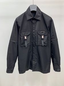 Camisa de designer masculina manga vers￡til de moda destac￡vel camisa casual nos tamanho do bolso de bolso design de luxo de luxo de peito preto de peito preto