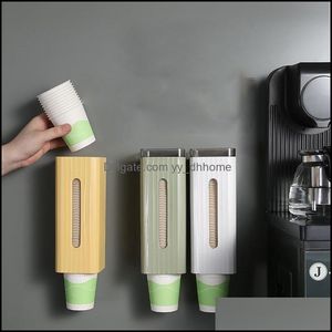 Other Home Garden Disposable Glasses Dispenser Paper Cups-Holder Wall Mounted Plastic Cups Storage Organizer Holder Water Yydhhome Dhqen