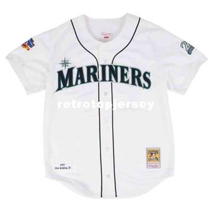 Ken Griffey Jr. Seattle #24retro 1997 Button Up White Jersey