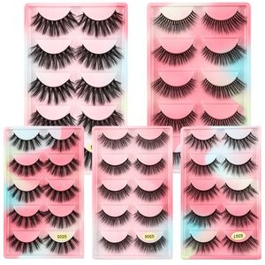 Soft Light Natural Thick False Eyelashes Extensions Curly Crisscross Hand Made Reusable Multilayer 3D Fake Lashes Eyes Makeup with Colorful Tray Easy to Wear DHL