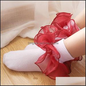 Strumpor barn baby flickor bomull spetsar tre-nsional ruffle sock spädbarn småbarn barn kläder julklappar mode mxhome dr mxhome dhnlj