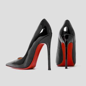 Туфли модные женские туфли высокого бренда красные остроносые туфли-лодочки 2022Новый черный тонкий каблук 8см 10см 12см мелкая сексуальная свадебная обувь 43 T220813