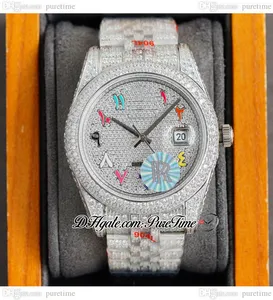 RF 41 126334 ETA A2836 Automatic Mens Watch Colors Arabic Script Paved Diamond Dial Fully Iced Out Diamonds 904L JubileeSteel Bracelet Super Edition Puretime F06C3