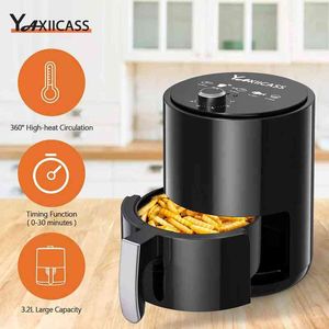 YAXIICASS Friggitrice ad aria senza olio 3.2L Grande capacità 360 Forno a convezione Forno a convezione domestico intelligente Friggitrice elettrica multiuso T220819