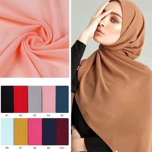 Multicolor Soft Women Plain Bubble Chiffon Scarf Hijab Wrap Femme Foulard Shawls pannband muslimska hijabs halsdukar