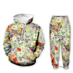 Herrspårsugnar Xinchenyuan Män/kvinnor Small Floral Mönster 3D Tryckt kläder Långärmad mode Sweatshirt Hoodies Sport Pants Z52Men's's