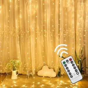Strings 50pcs USB Powered Remote Controlled Led Curtain Fairy String Light 300LEDs 3mx3m W/Timer Waterproof Christmas Hanging Lighting