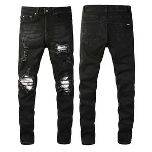 Mens Jeans Designer Skinny Distress rippade förstörda Stretch Biker denim White Black Blue Slim Fit Hip Hop Pants for Men Storlek 28-40 Högkvalitativ