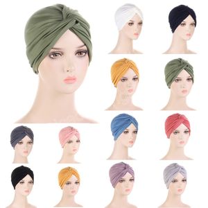 Chapéus de turbantes muçulmanos Undercap abaya Headwrap para mulher Islâmica Jersey Instant Cabeça Lady Crinkle Arabic Beanie Caps