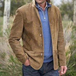 남자 재킷 레트로 캐주얼 재킷 남자 겨울 봄 의류 풀 슬리브 단색 싱글 가슴 버튼 패션 윈드 브레이커