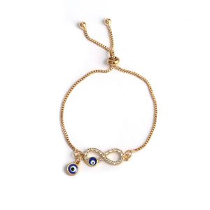 S3136 Modeschmuck Evil Eye Armbänder Figur Acht Kleines Blaues Auge Anhänger Verstellbares Armband