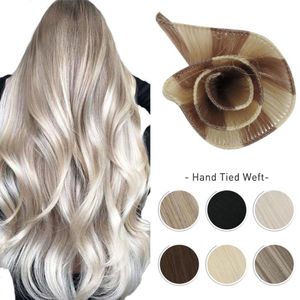 10A Ręcznie Związane włosy Włosy Virgin Human Hair Sily Prost Niewidzialna Brazylijska Blondynka Sew In Bundles ręcznie