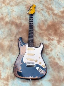 Aged Relic Strat Electric Guitar Ohn Mayer Black Guitars White Pickguard Alder Body Maple Neck