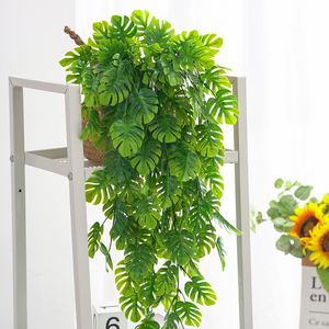 76 cm künstliche grüne Pflanzen zum Aufhängen, Efeublätter, Rettich, Algen, Trauben, künstliche Blumen, Ranke, Hausgarten, Wand, Party-Dekoration