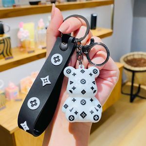 PVC Bear Keychains Ring Holder Jewely Cartoon Flower Lanyard Key Chains Accessories Animal Pendant Bag Charm Trinets Gift S￶t modedesign Keyring f￶r bilnycklar