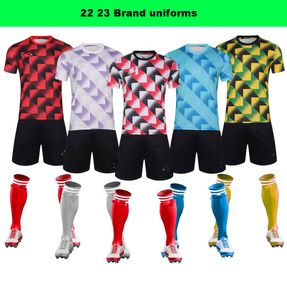 2022 Men Brand Printing voetbaltruien Volwassenen voetbaluniform Set korte mouw uniformen trainingspak trainingspak sportkleding uniform