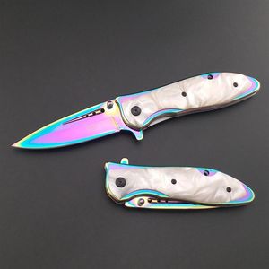Wholesale knife blade for sale - Group buy High quality Stainless steel Rainbow Titanium sharp Blade Tactical Folding Knife resin handle assisted pocket hunting rescue Outdo293s