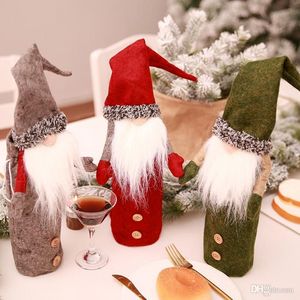 Gnomos de Natal Capa de garrafa de vinho feita à mão sueco tomte gnomos Santa Claus Botty Toppers Bags Decorações de casa de férias FY3322 0821