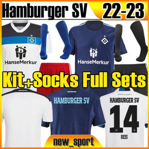 White Football Sets оптовых-22 Hamburger SV Soccer Jerseys Home White Away Blue HSV MANNER KINDER Uniformen MEN Kids kit add Socks full sets jersey football shirts Uniforms Men S XXL