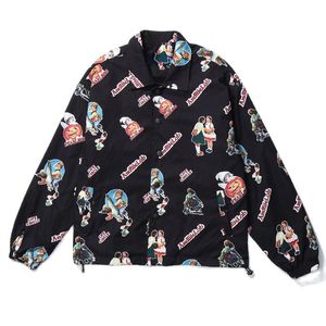 Jackets masculinos desenhos animados de quadro de hip hop imprimem homens streetwear algodão harajuku casaco de outono casual japonês breakbreaker negro