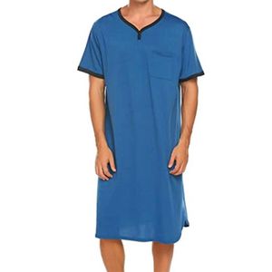 Erkekler Sweetwear Erkek Uyku Çırpma Yaz Kısa Kollu Nightgown Gevşek Ev Giyim Nightshirts Batrobe Pijama Gömlek A50MEN