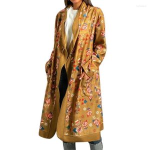 Malhas femininas teses vintage feminina floral feminina longa casaco cardigan jaqueta de primavera elegante damas para 2022 inverno de outono