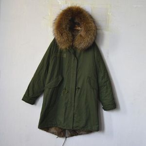 Kvinnors p￤ls faux Italien naturlig fodrad parka l￥ng jacka f￶r herr och fru b￤r lyxstil damer grossist