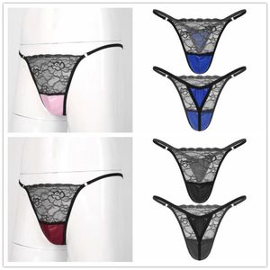 Herren G-Strings #M-XXL Männer Satin Sissy Unterwäsche Tanga Spitze Patchwork Höschen G-String Slips T-Rücken Jockstrap Unterhose Exotische DessousMänner