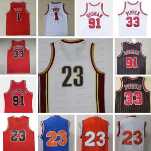 Retro Mens Dennis Rodman Basketbol Forması Beyaz Gül Scottie Pippen 23 Kırmızı Ed Erkekler Forma Cav Üniformaları İyi Kalite