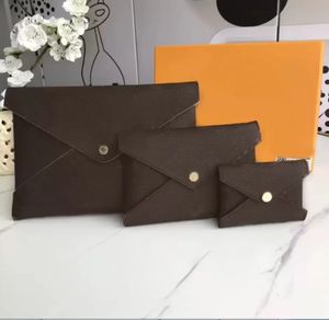 Yüksek kaliteli orijinal deri çanta tasarım cüzdan 3 parçalı kadın çanta madeni para cüzdanlar çift hasp cüzdanları kat kartı tutucu pasaport tutucular kadınlar kırmızı anahtar torbası