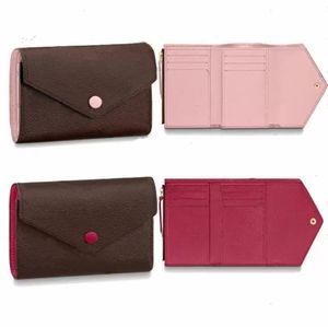 Top quality Grid Print Wallets Womens Wallet Brown Flower Leather Fold Purses Men Short Long Card Holder Passport Lady Folded Purse Ladies Coin Pouch
