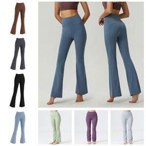 2022 NEW Align LU-07 Women Yoga Pants Solid Color Nude Sports Shaping Waist Tight Flared Fitness Loose Jogging Sportswear Womens Nine Point Flared Pant