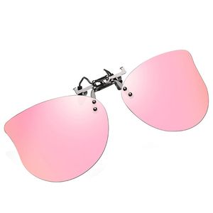 Fashion Cat Eye Sunglasses Polarized Clip On Men Women Night Vision Flip Up Eyewear Rimless Driving Shades for Prescription Glasses