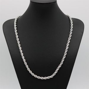 24 Inches Classic Rope Chain Thick Solid k White Gold Filled Womens Mens Necklace ed Knot Chain mm Wide273R
