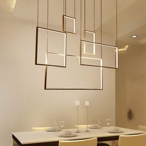 Pendelleuchten Moderne quadratische Rahmen dimmbare LED-Leuchten Acryl Esszimmer Wohnzimmer Innenlampe hängende Küche Home Decor FarmhousePendant