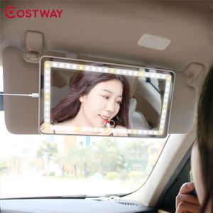 Compact Mirrors 2022 Car Makeup Mirror LED Lighted USB Power Supply Cosmetic Travel Beauty One-sided HD Brightness AdjustableCompact
