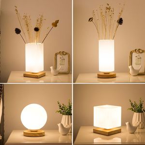 Lâmpadas de mesa Quarto ao lado das luzes decorativas da sala de estar moderna de LED de Estudo Casa Vidro Japão Decoração Simples Iluminação Simples