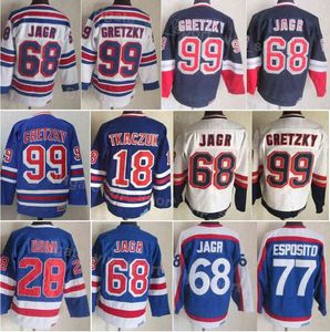 Uomo Hockey Vintage Retro 77 Phil Esposito Jersey 28 Tie Domi 99 Wayne Gretzky 18 Walt Tkaczuk 68 Jaromir Jagr Stitched 75th Anniversary