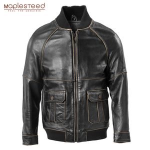 Herren-Lederjacke, Raglan-Schulter, schwarz eingefasst, natürliches Rindsleder, braun, zweite Schicht, Rindsleder, Ledermantel, Herbst, asiatische Größe M270 220819