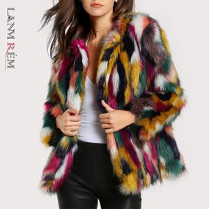 Kvinnors päls faux päls lanmrem Autumn Winter Color Fur Coat Kvinnlig ROUN 220823